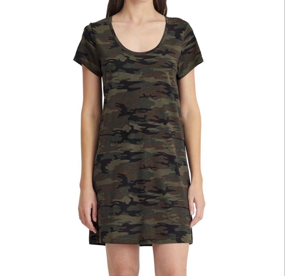 Social Standard x Sanctuary Camouflage Short Sleeve Shift T Shirt Dress Small